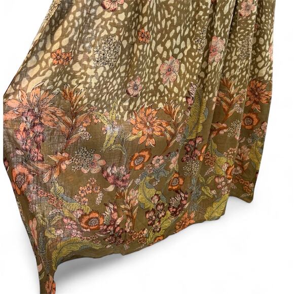 Z&L Europe Boho Cottage Fall Thanksgiving Floral Cotton Dress Tan Medium Large - Picture 5 of 8